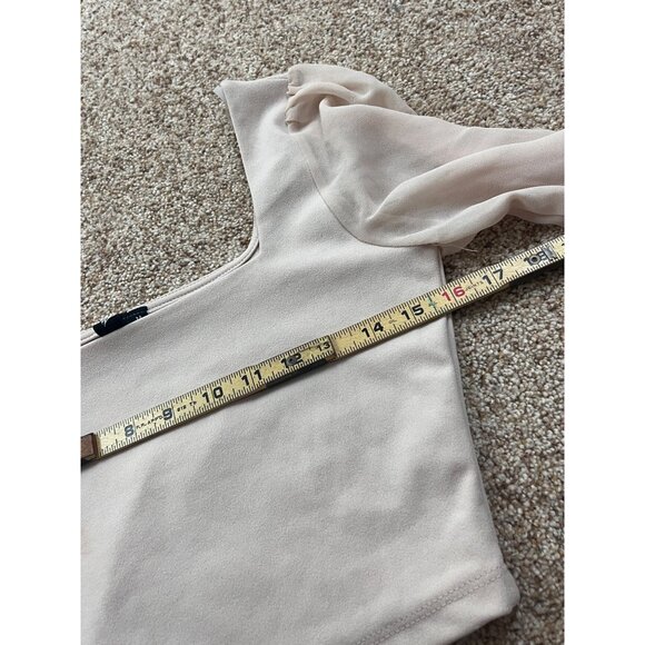 Windsor Y2K Milkmaid Crop Top Womens Medium Ivory Solid Balloon Sleeve Peasant - Picture 8 of 10